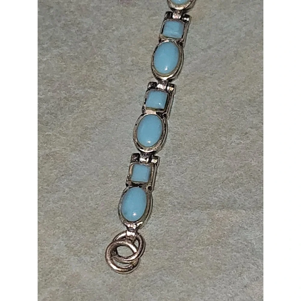 Natural Sleeping Beauty Turquoise set in a 925 Tennis Bracelet made in AZ - Picture 11 of 16